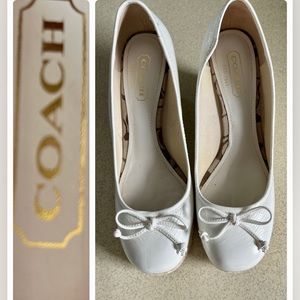 Coach White Leather Wedge Ballet Flats